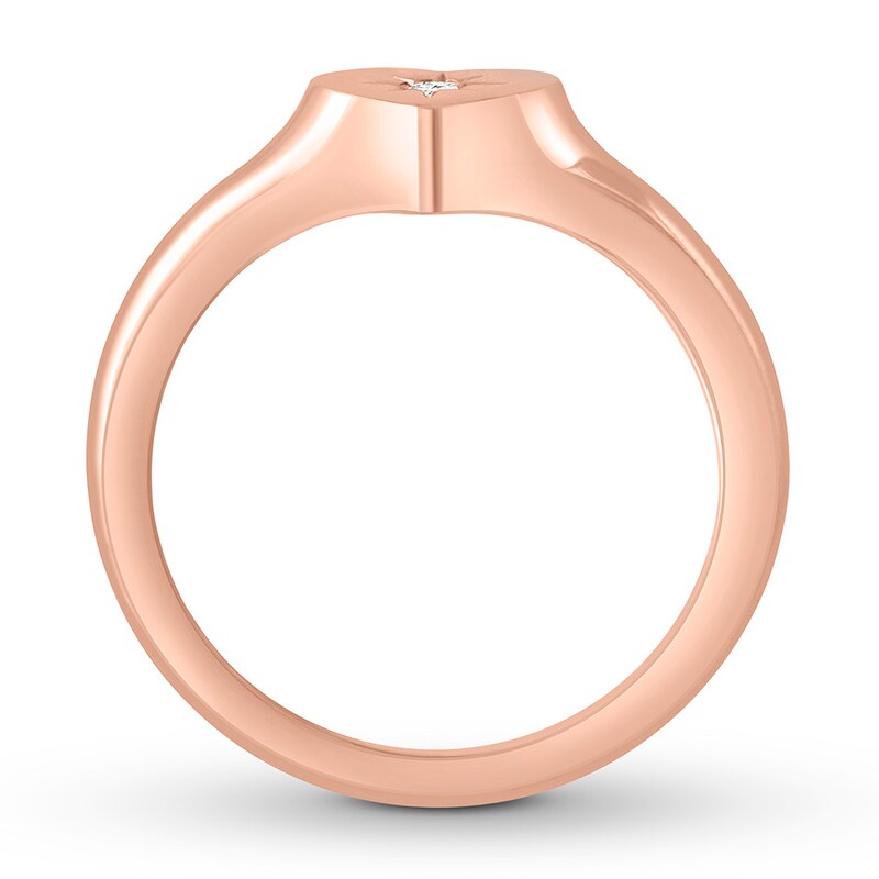 Diamond Heart Signet Ring 10K Rose Gold