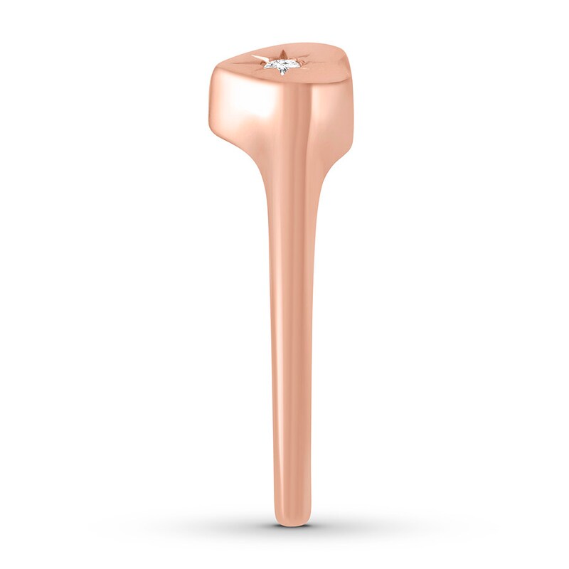 Diamond Heart Signet Ring 10K Rose Gold