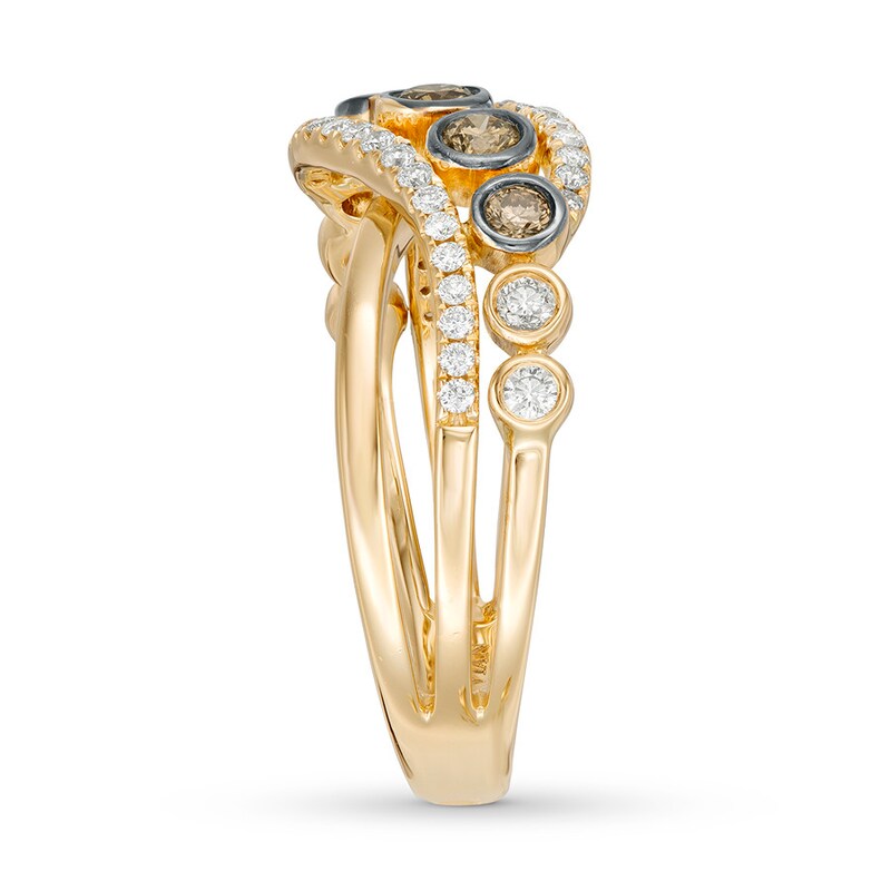 Le Vian Diamond Ring 7/8 ct tw Bezel-set & Round 14K Honey Gold