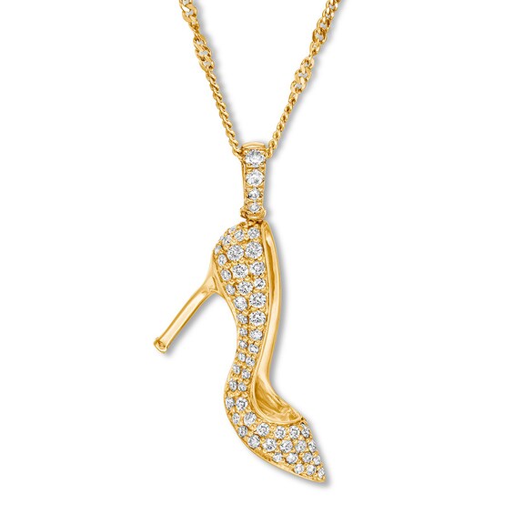 Emmy London Diamond Shoe Necklace 3/4 ct tw 14K Yellow Gold 20"