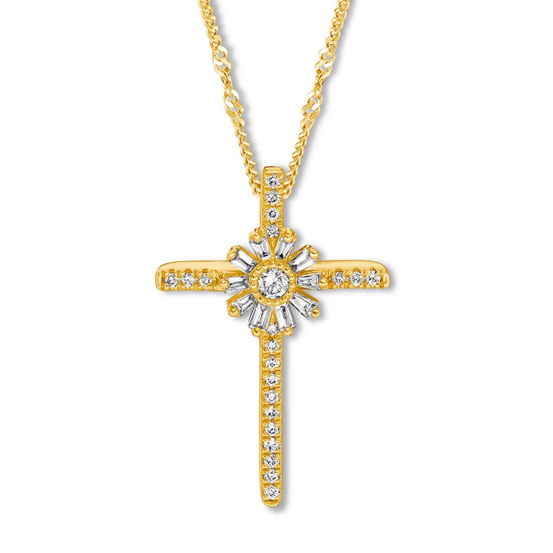 Main Image 1 of Emmy London Diamond Cross Necklace 1/5 ct tw 10K Yellow Gold