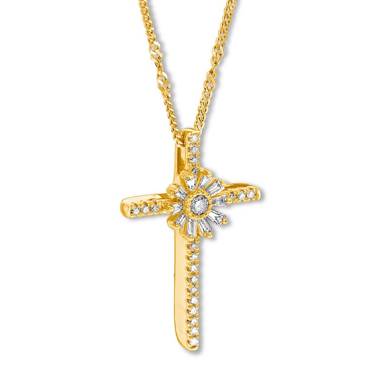 Main Image 3 of Emmy London Diamond Cross Necklace 1/5 ct tw 10K Yellow Gold