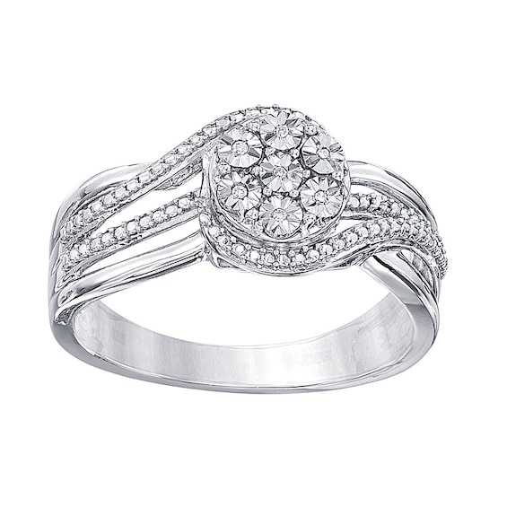 Diamond Ring Sterling Silver - Size 7