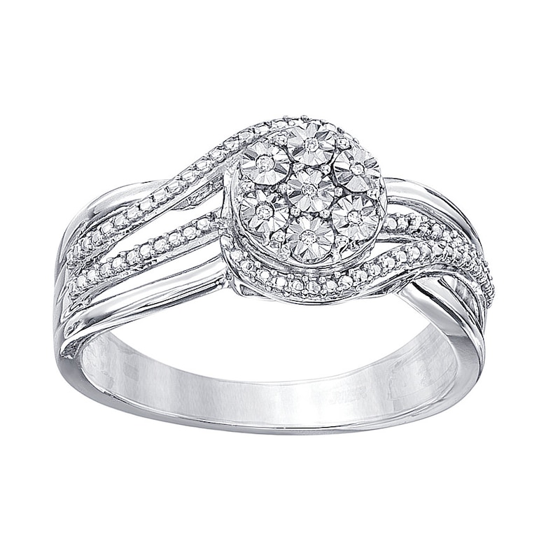 Main Image 1 of Diamond Ring Sterling Silver - Size 7