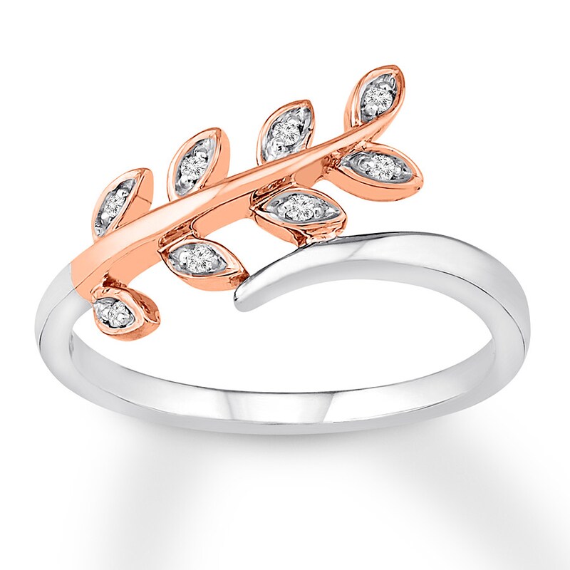 Diamond Leaf Ring 1 Ct Tw Sterling Silver 10k Rose Gold Kay