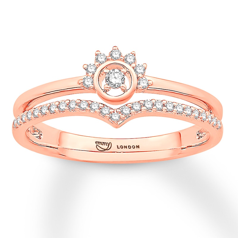 Emmy London Diamond Ring 1/6 ct tw Round-cut 10K Rose Gold