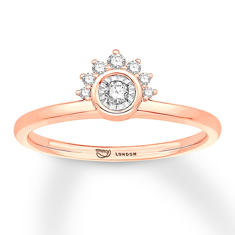 Emmy London Diamond Ring 1/8 ct tw Round-cut 10K Rose Gold