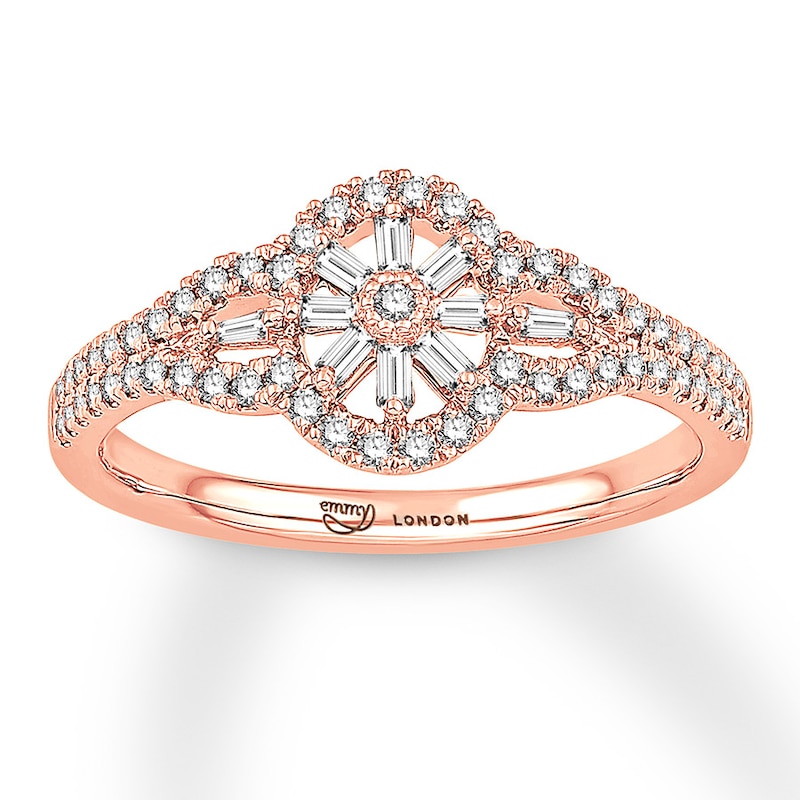 Emmy London Diamond Ring 1/3 ct tw 10K Rose Gold with 360