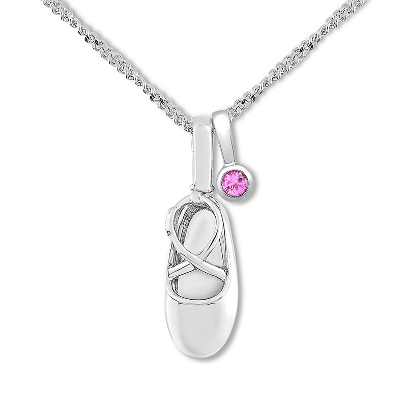 Main Image 1 of Emmy London Sapphire Baby Shoe Necklace Sterling Silver