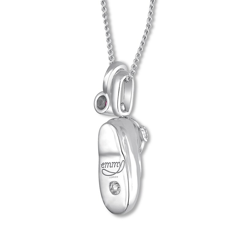 Main Image 4 of Emmy London Sapphire Baby Shoe Necklace Sterling Silver