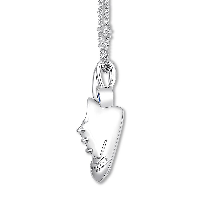 Main Image 2 of Emmy London Sapphire Baby Shoe Necklace Sterling Silver 20&quot;