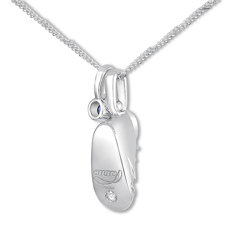 Main Image 4 of Emmy London Sapphire Baby Shoe Necklace Sterling Silver 20&quot;
