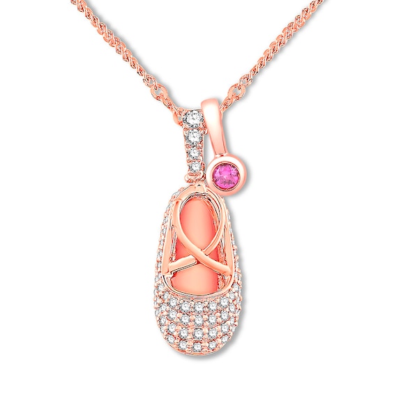 Emmy London Diamond Baby Shoe Necklace 1 3 Ct Tw 10k Rose Gold Kay - Rose Gold Baby Shoe Pendant Emmy London Diamond Baby Shoe Necklace 1 3 Ct Tw 10k Rose Gold Kay - Rose Gold Baby Shoe Pendant