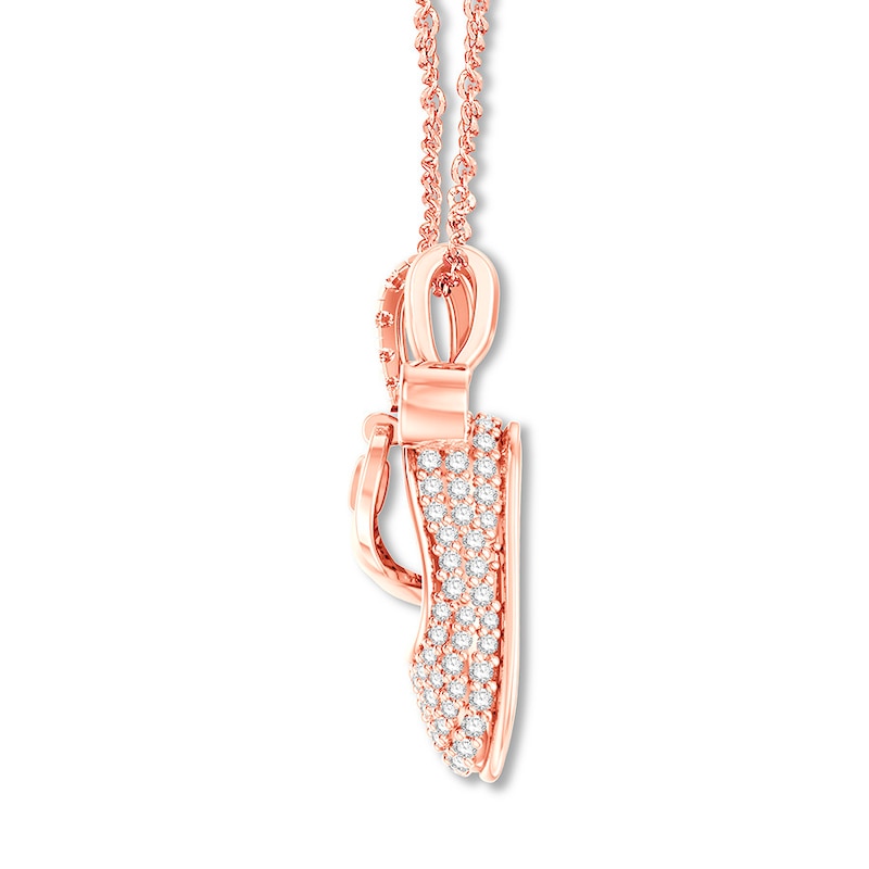 Emmy London Diamond Baby Shoe Necklace 1/3 ct tw 10K Rose Gold 20"