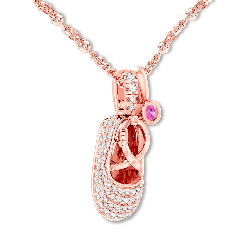 Main Image 3 of Emmy London Diamond Baby Shoe Necklace 1/3 ct tw 10K Rose Gold 20&quot;