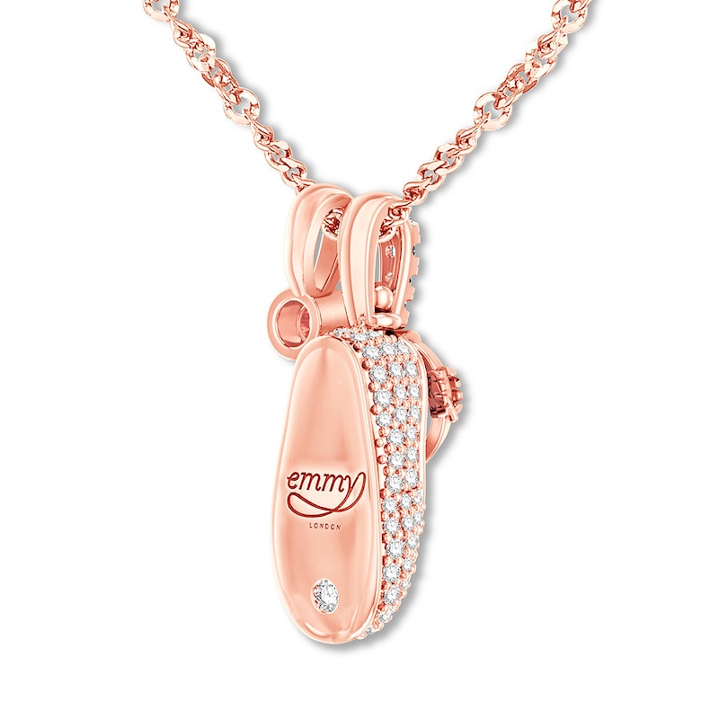 Emmy London Diamond Baby Shoe Necklace 1/3 ct tw 10K Rose Gold 20"