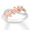 Thumbnail Image 1 of Diamond Leaf Infinity Ring 1/15 ct tw Sterling Silver & 10K Rose Gold