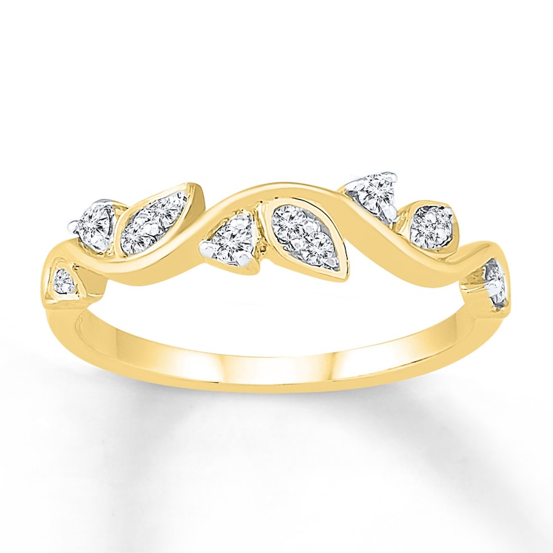 Diamond Leaf/Vine Ring 1/6 ct tw Round-cut 10K Yellow Gold