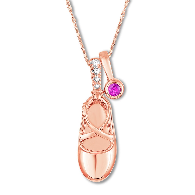 Main Image 1 of Emmy London Diamond Baby Shoe Necklace 1/20 ct tw 10K Rose Gold