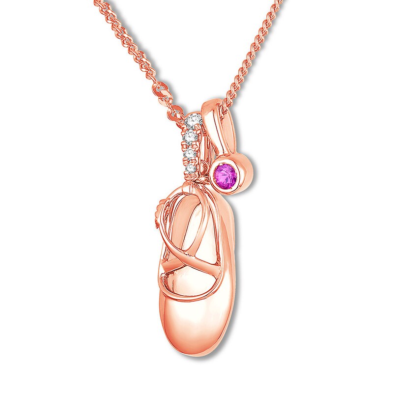 Main Image 3 of Emmy London Diamond Baby Shoe Necklace 1/20 ct tw 10K Rose Gold
