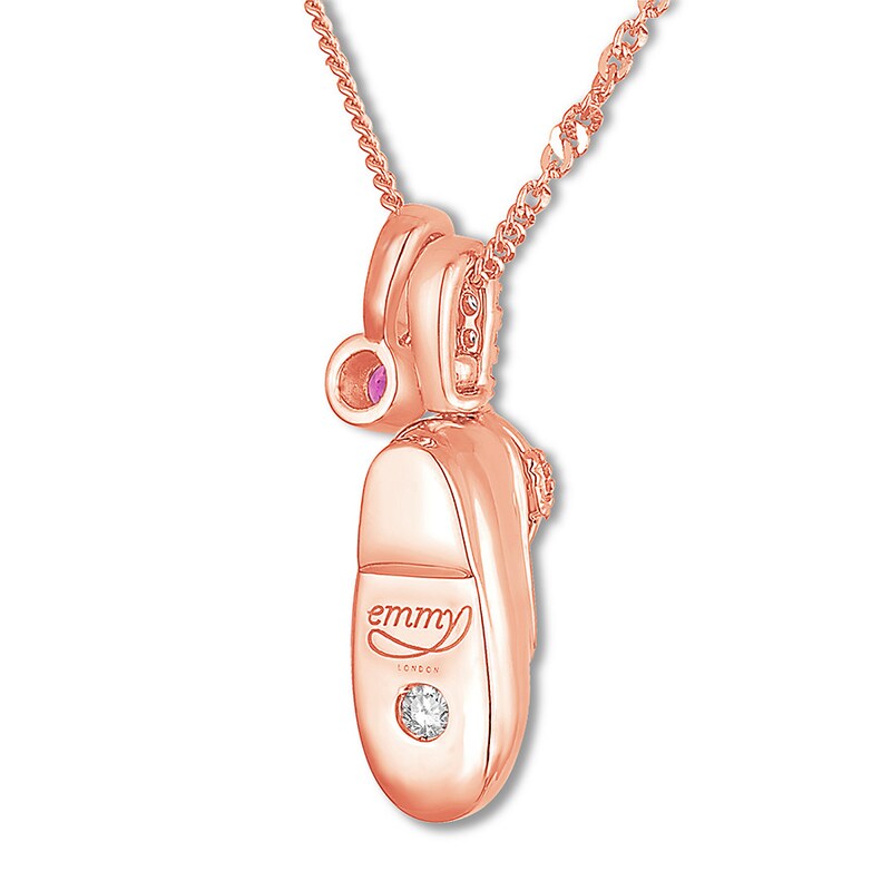 Main Image 4 of Emmy London Diamond Baby Shoe Necklace 1/20 ct tw 10K Rose Gold