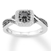 Thumbnail Image 0 of Black Diamond Ring 3/8 ct tw Princess & Round Sterling Silver