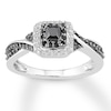Thumbnail Image 1 of Black Diamond Ring 3/8 ct tw Princess & Round Sterling Silver