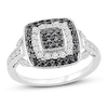 Black & White Diamond Ring 5/8 ct tw Round-cut Sterling Silver