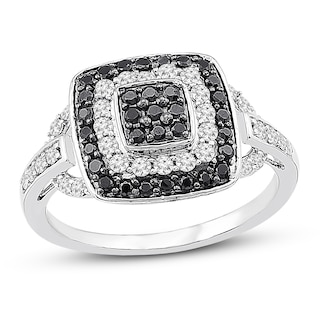 Black & White Diamond Ring 5/8 ct tw Round-cut Sterling Silver | Kay