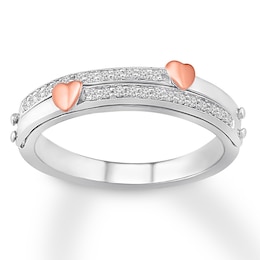 Diamond Message Ring 1/8 ct tw Sterling Silver & 10K Rose Gold
