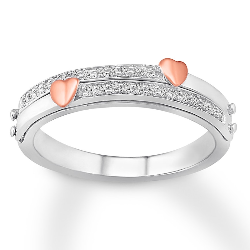 Main Image 1 of Diamond Message Ring 1/8 ct tw Sterling Silver & 10K Rose Gold