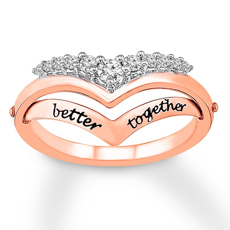 "Better Together" Diamond Ring 1/5 cttw Round-cut 10K Rose Gold