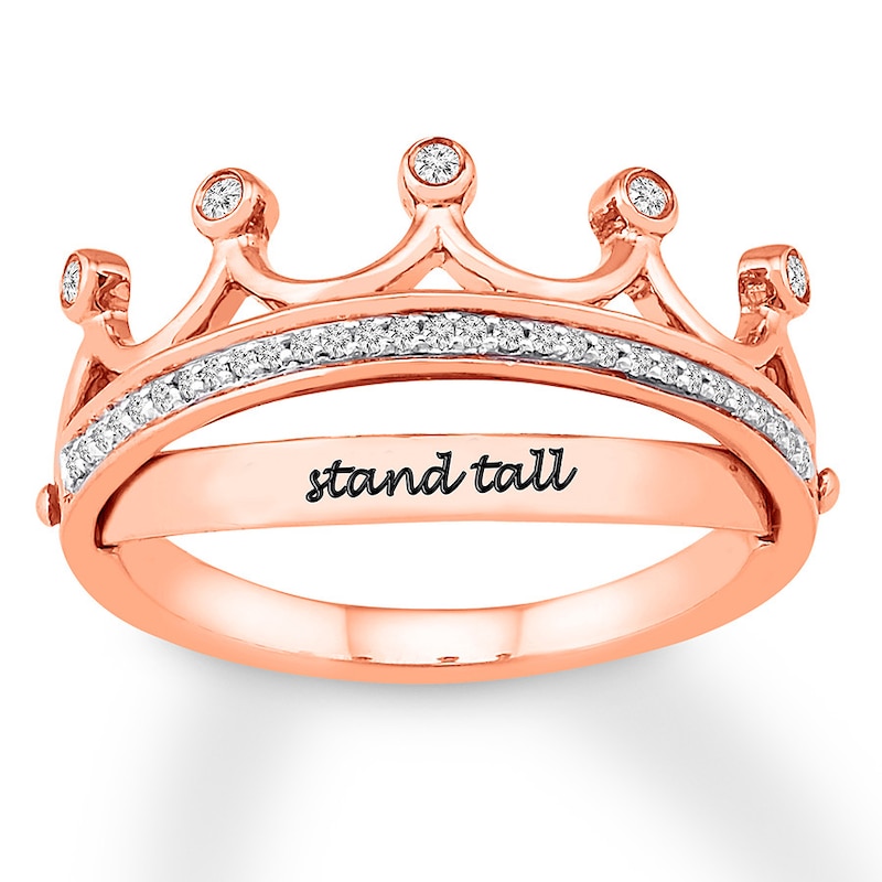 "Stand Tall" Diamond Crown Ring 1/10 ct tw 10K Rose Gold Womens Rings