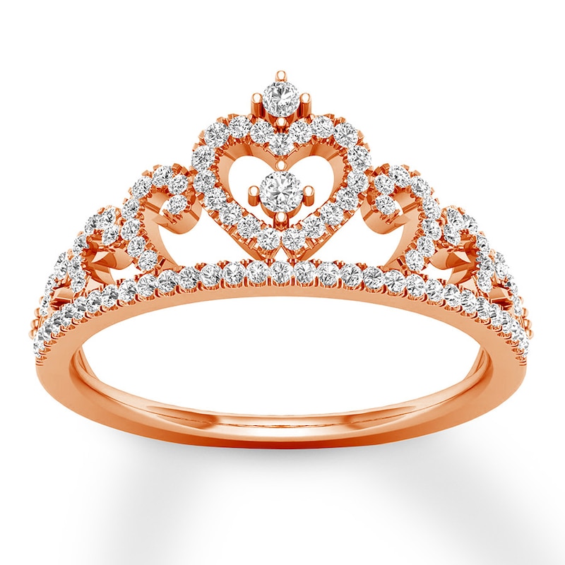 Main Image 1 of Diamond Tiara Ring 1/4 ct tw Round-cut 10K Rose Gold
