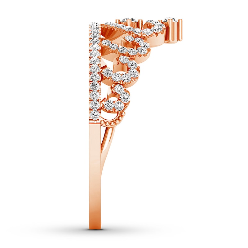 Main Image 3 of Diamond Tiara Ring 1/4 ct tw Round-cut 10K Rose Gold