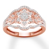 Thumbnail Image 1 of Floral Diamond Ring 1/3 ct tw Round-cut 10K Rose Gold