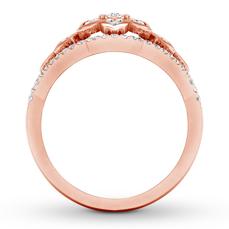 Floral Diamond Ring 1/3 ct tw Round-cut 10K Rose Gold