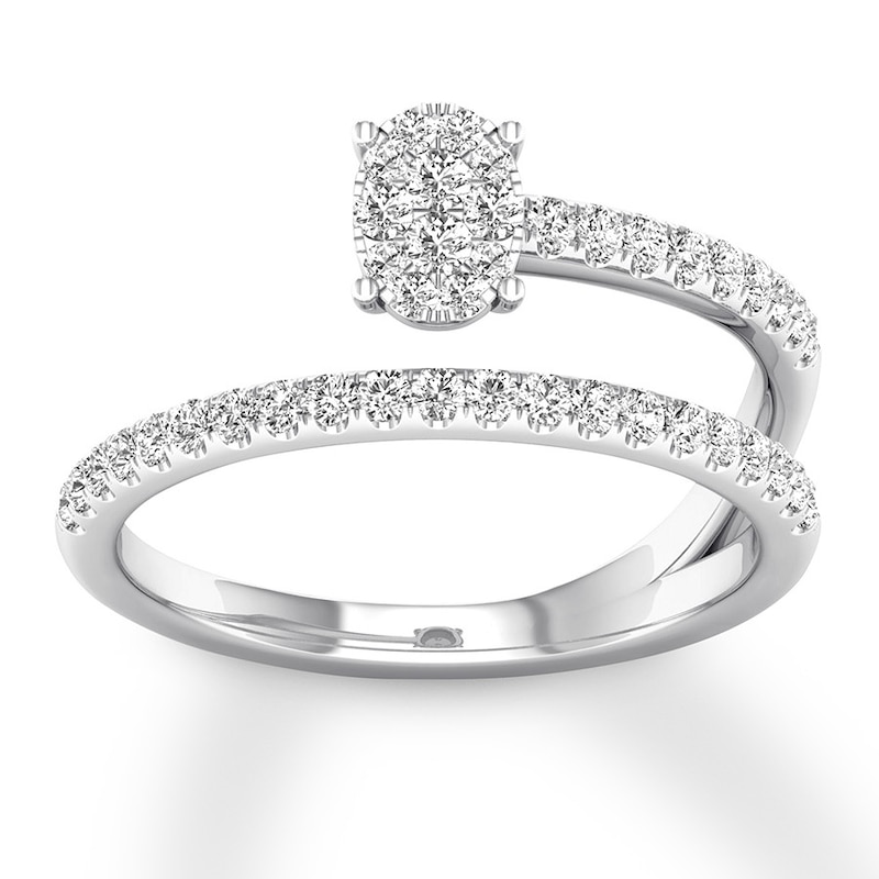 Main Image 1 of Diamond Wrap Ring 1/3 ct tw Round-cut 10K White Gold