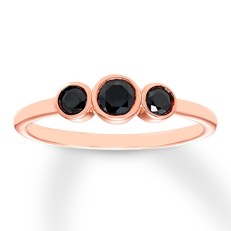 Black Diamond Ring 3/8 ct tw Round-cut 10K Rose Gold