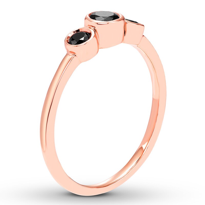 Black Diamond Ring 3/8 ct tw Round-cut 10K Rose Gold