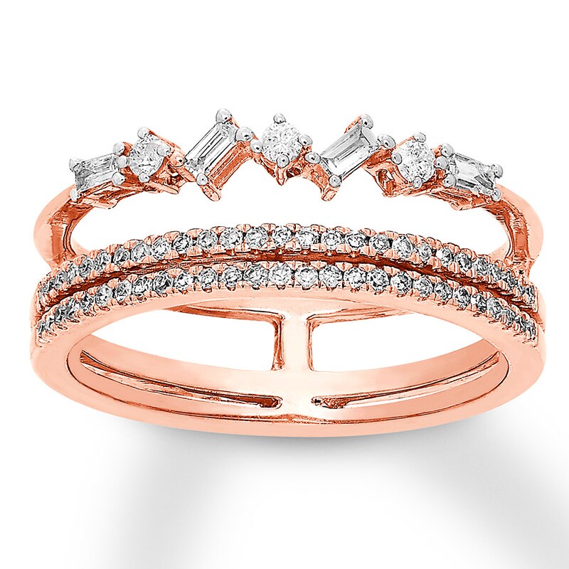Diamond Ring 1/4 ct tw Baguette & Round 10K Rose Gold