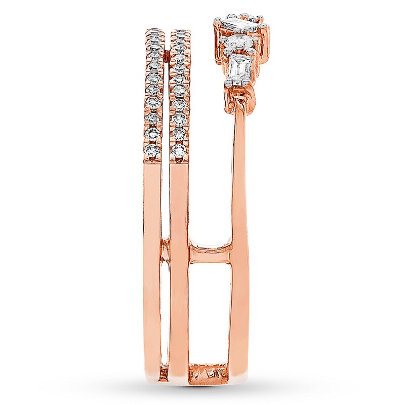 Diamond Ring 1/4 ct tw Baguette & Round 10K Rose Gold