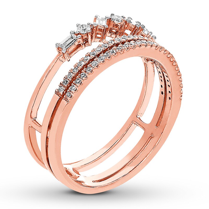 Diamond Ring 1/4 ct tw Baguette & Round 10K Rose Gold
