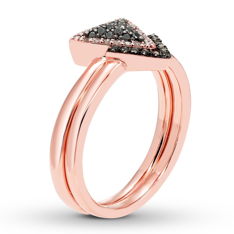 Black & White Diamond Ring Set 1/4 ct tw Round 10K Rose Gold