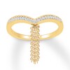Chevron Tassel Ring 1/15 ct tw Diamonds 10K Yellow Gold