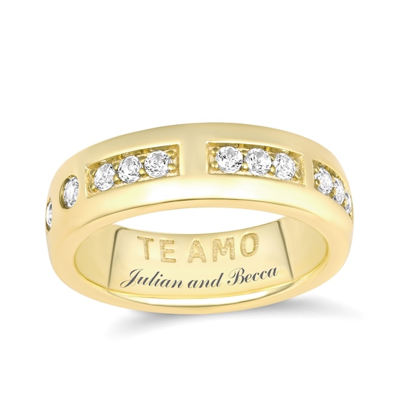 Morse Code TE AMO Ring (1 Stone and Line)