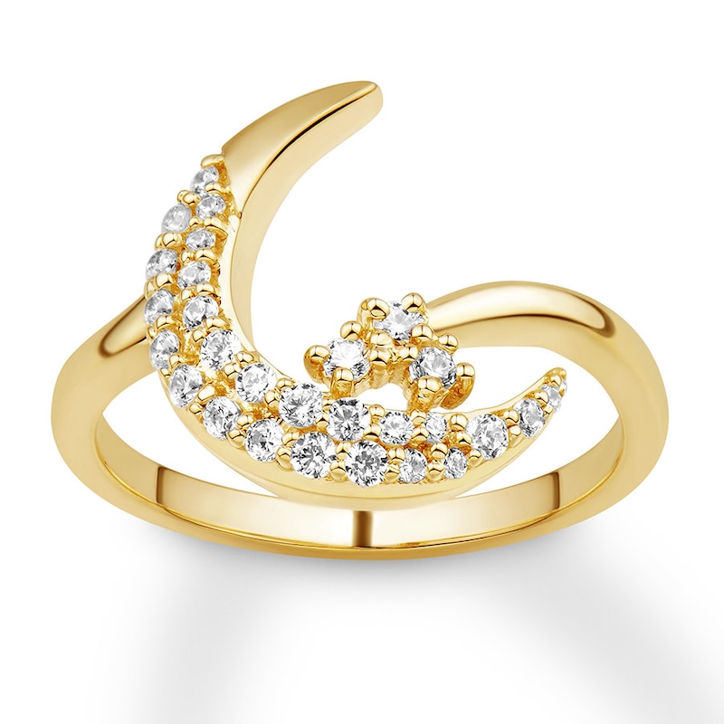Main Image 1 of Diamond Moon Ring 1/4 ct tw Round-cut 10K Yellow Gold