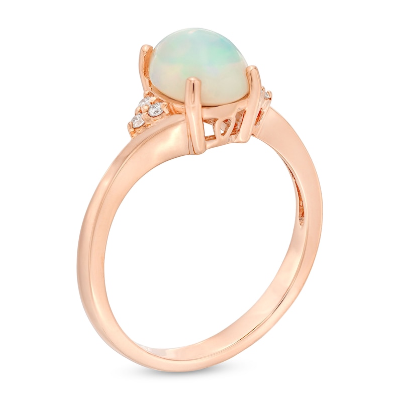 Natural Ethiopian Opal Ring 1/15 ct tw Diamonds 10K Rose Gold