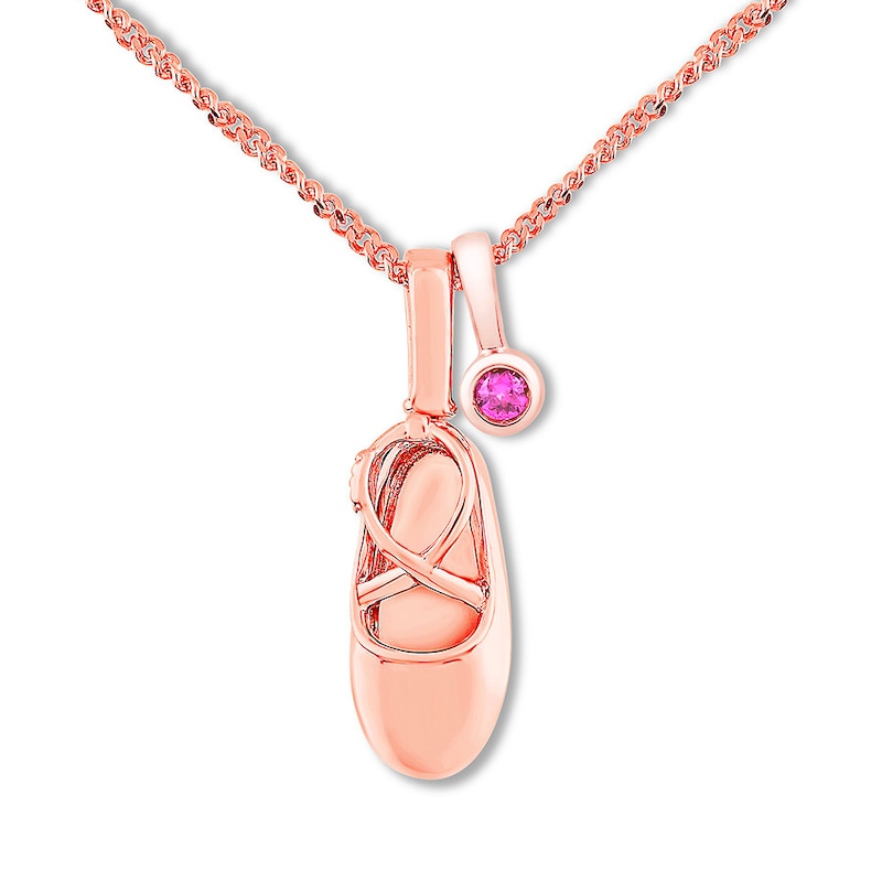 Main Image 1 of Emmy London Sapphire Baby Shoe Necklace 10K Rose Gold