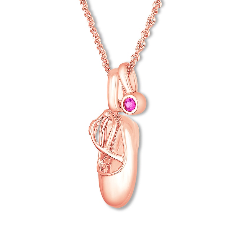 Main Image 3 of Emmy London Sapphire Baby Shoe Necklace 10K Rose Gold